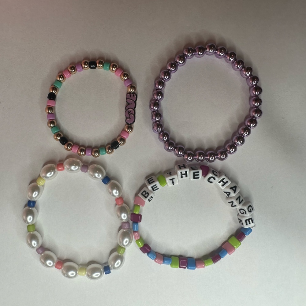 Colorful Beaded Be the Change Bracelet Set